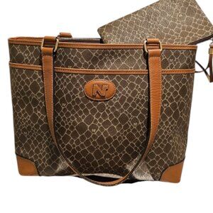 Nina Ricci Shoulder Bag Leather Trim with Coin Pouch